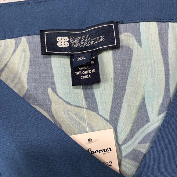 New Reyn Spooner Blue/Green Monstera Leaf Kaftan Rayon Swim Cover Dress Size XL - Picture 6 of 7